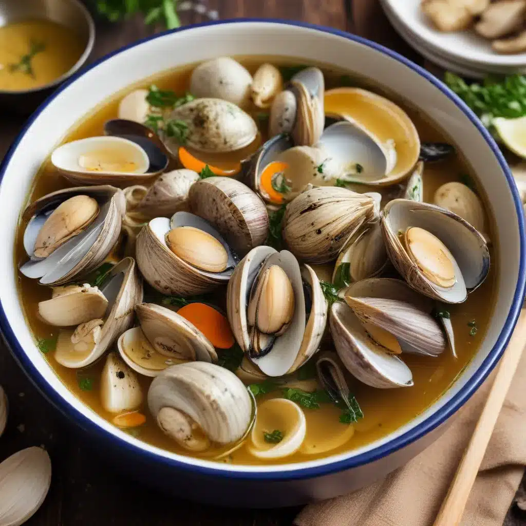 Steaming Clams in Garlic-Infused Broth: A Flavorful Technique